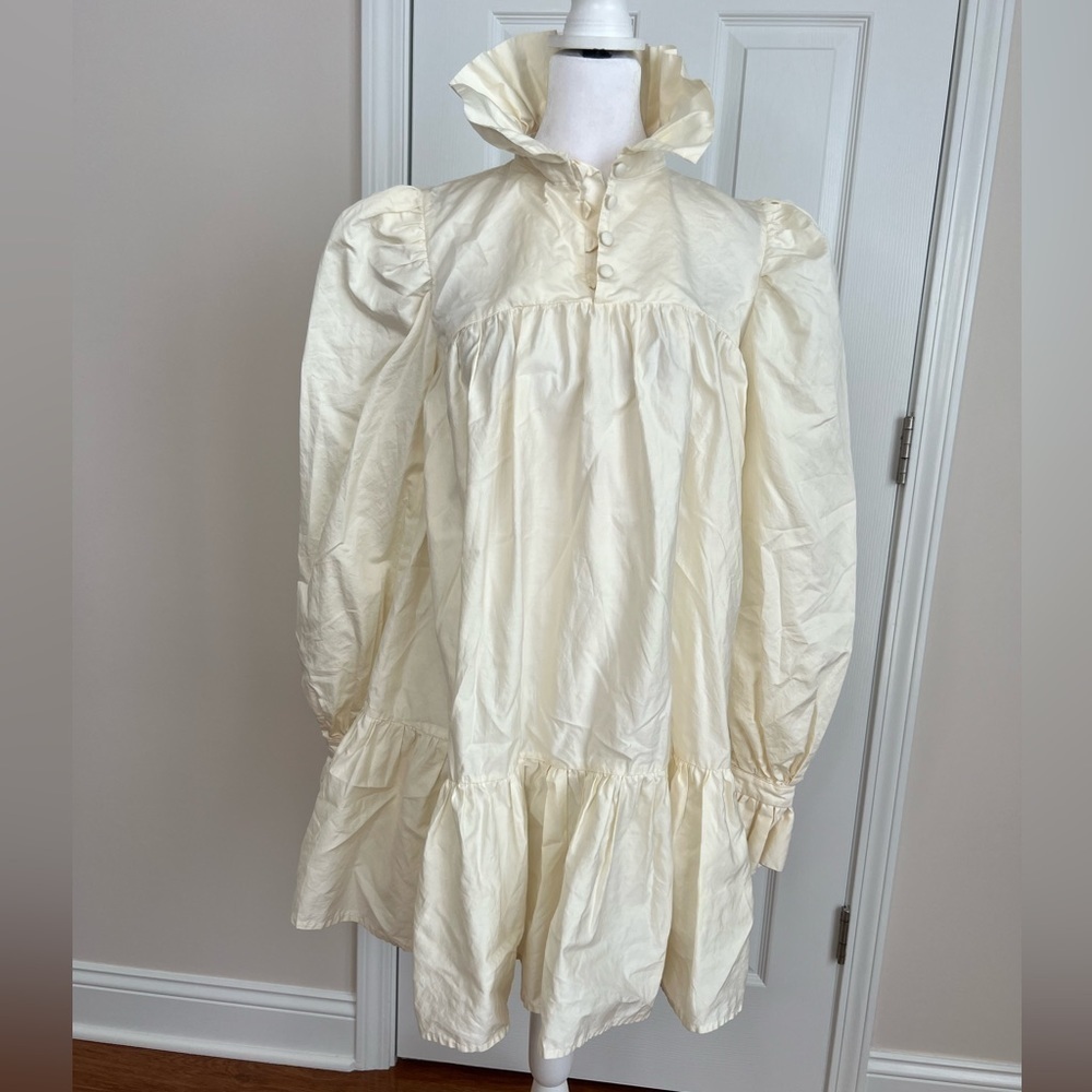 Avavav Firenze Cream  Ruffled Mini Babydoll Dress